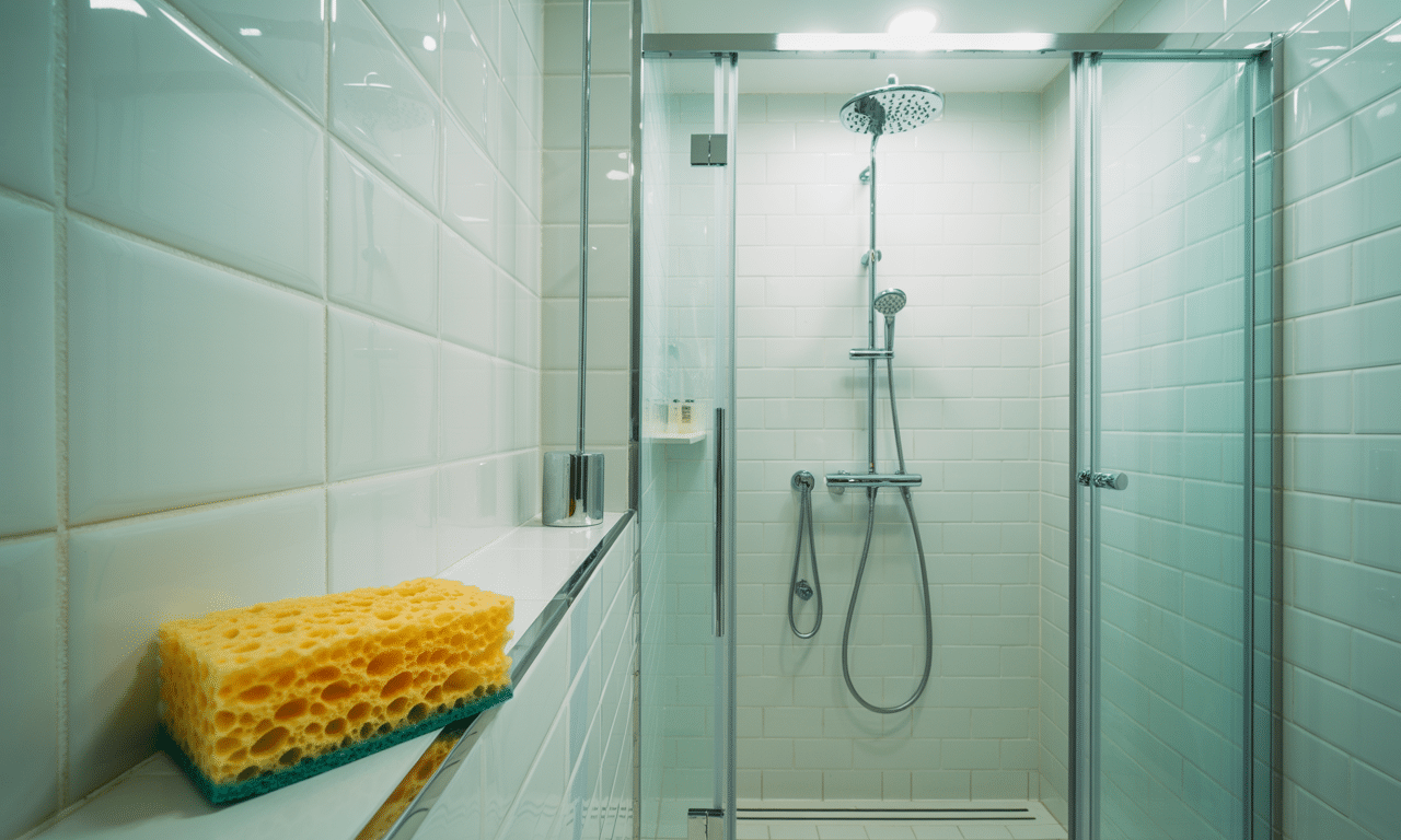 odkryj hotelowy trik z gąbką, który sprawi, że twoja kabina prysznicowa będzie wyglądać jak nowa i jak ze sklepu. prosty sposób na perfekcyjną czystość i świeżość.