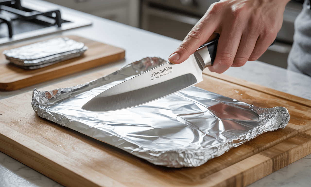 odkryj nietypowe zastosowanie folii aluminiowej – dowiedz się, jak naostrzyć noże w 5 minut, wykorzystując ją nie tylko do gotowania.