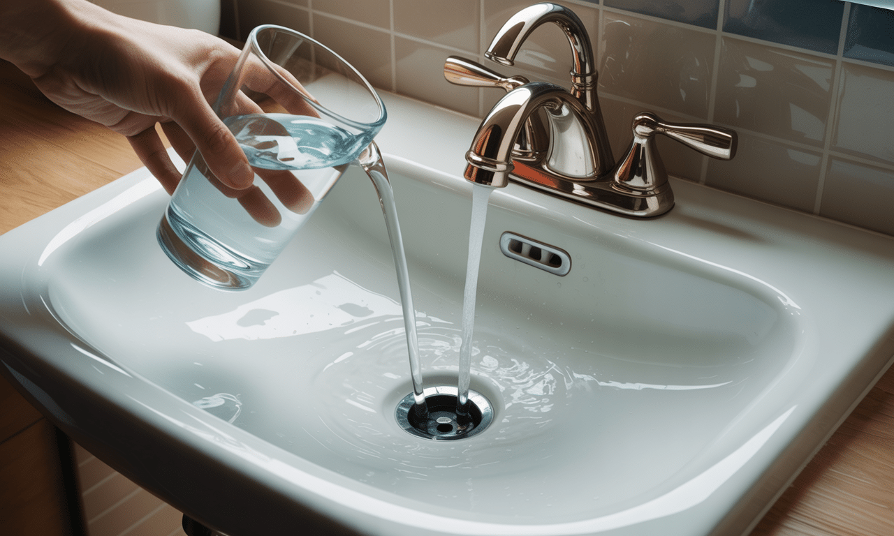 wlej pół szklanki, a zatkany odpływ w łazience odetka się sam - skuteczny i prosty sposób na udrożnienie odpływu bez użycia chemikaliów.