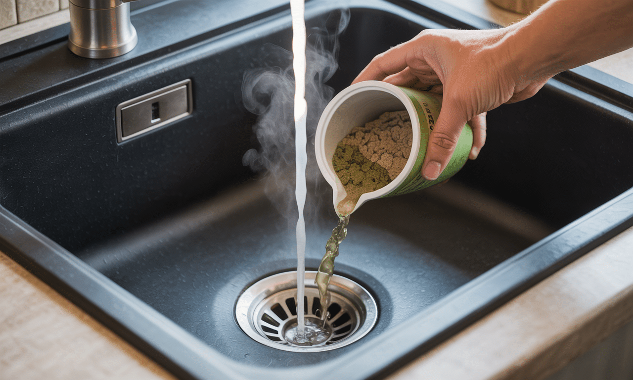 wsyp do odpływu i zalej wrzątkiem, aby natychmiast pozbyć się brzydkiego zapachu ze zlewu. skuteczny i szybki sposób na świeży i czysty odpływ.